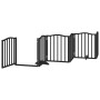 Puerta para perros plegable 9 paneles madera álamo negra 450 cm by , Dog kennels and fences - Ref: Foro24-3155597, Price: 101...