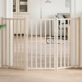 Puerta para perros plegable 3 paneles madera de abeto 150 cm by , Dog kennels and fences - Ref: Foro24-352270, Price: 42,19 €...