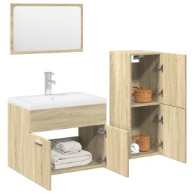 Set de muebles de baño 3 pzas madera contrachapada roble Sonoma by , Bathroom furniture - Ref: Foro24-3324996, Price: 98,00 €...