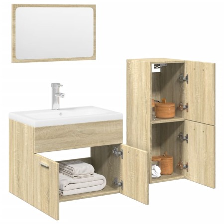 Juego de muebles de baño 4 pzas contrachapada roble Sonoma von , Badezimmermöbel - Ref: Foro24-3325008, Preis: 210,47 €, Raba...