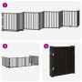 Puerta de perros plegable 8 paneles madera álamo negra 640 cm by , Dog kennels and fences - Ref: Foro24-3155742, Price: 157,9...