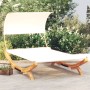 Sun lounger with cream curved solid wood canopy 165x203x126 cm by vidaXL, Outdoor beds - Ref: Foro24-313953, Price: 283,38 €,...