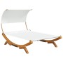 Sun lounger with cream curved solid wood canopy 165x203x126 cm by vidaXL, Outdoor beds - Ref: Foro24-313953, Price: 283,38 €,...