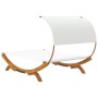 Sun lounger with cream curved solid wood canopy 165x203x126 cm by vidaXL, Outdoor beds - Ref: Foro24-313953, Price: 283,38 €,...