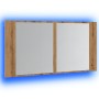 Armario y espejo LED madera ingeniería roble artisan 90x12x45cm de , Tocadores de baño - Ref: Foro24-856285, Precio: 79,47 €,...