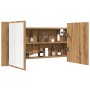 Armario y espejo LED madera ingeniería roble artisan 90x12x45cm de , Tocadores de baño - Ref: Foro24-856285, Precio: 79,47 €,...