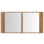 Armario y espejo LED madera ingeniería roble artisan 90x12x45cm de , Tocadores de baño - Ref: Foro24-856285, Precio: 79,47 €,...