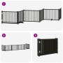 Puerta para perros plegable 6 paneles madera álamo negra 480 cm by , Dog kennels and fences - Ref: Foro24-3155737, Price: 95,...