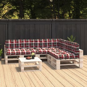 7-piece pallet sofa cushions with red plaid print by vidaXL, Cushions for chairs and sofas - Ref: Foro24-314601, Price: 151,2...