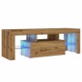 Mueble de TV luces LED madera roble artisan 120x36,5x40 cm de , Muebles TV - Ref: Foro24-856302, Precio: 90,05 €, Descuento: %