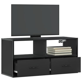 Mueble de TV metal y madera de ingeniería negro