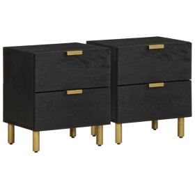 Mesitas de noche 2 uds madera maciza de mango negro 40x33x46 cm by , Nightstands - Ref: Foro24-4017647, Price: 157,69 €, Disc...