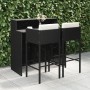 Set muebles bar jardín 3 piezas y cojines ratán sintético negro de vidaXL, Conjuntos de jardín - Ref: Foro24-3094807, Precio:...