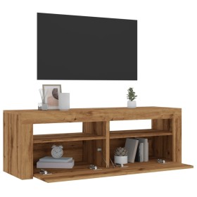 Mueble de TV luces LED madera roble artisan