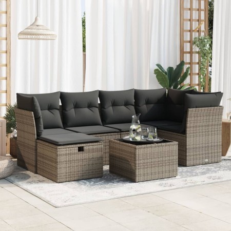 Set de sofás de jardín 7 pzas con cojines ratán sintético gris | Foro24|Onlineshop| Casa, Jardín y Más Foro24.es