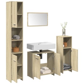 Juego de muebles de baño 4 pzas contrachapada roble Sonoma von , Badezimmermöbel - Ref: Foro24-3324968, Preis: 165,59 €, Raba...