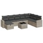 Set muebles jardín 9 pzas y cojines ratán sintético gris claro by , Garden sets - Ref: Foro24-3325448, Price: 646,52 €, Disco...