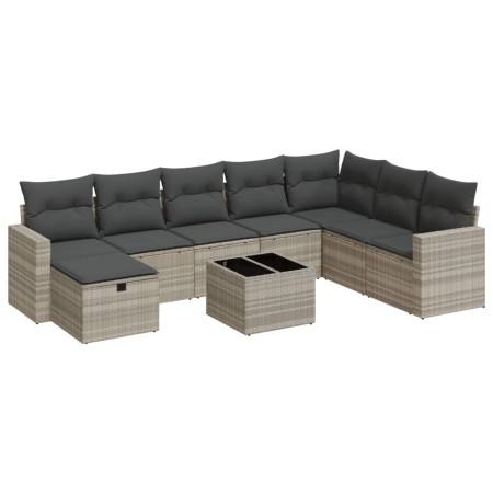 Set muebles jardín 9 pzas y cojines ratán sintético gris claro | Foro24|Onlineshop| Casa, Jardín y Más Foro24.es