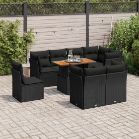 Set de sofás de jardín con cojines 9 pzas ratán sintético negro by , Garden sets - Ref: Foro24-3326939, Price: 672,57 €, Disc...