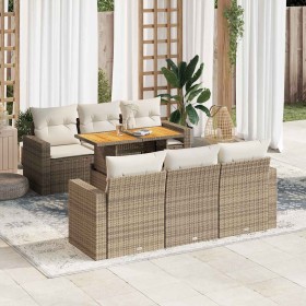 Set sofás de jardín 7 piezas y cojines ratán sintético beige de , Conjuntos de jardín - Ref: Foro24-3326998, Precio: 658,17 €...