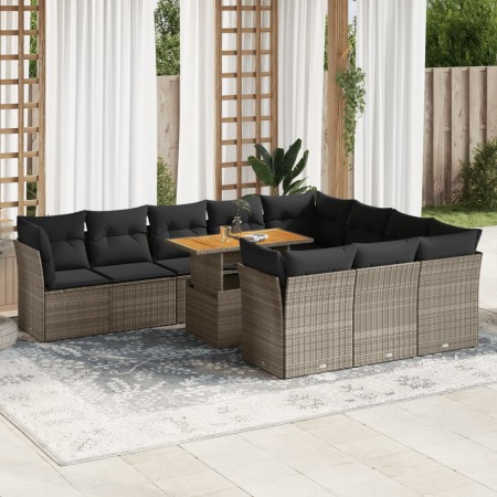 Set de sofás de jardín 11 pzas y cojines ratán sintético gris | Foro24|Onlineshop| Casa, Jardín y Más Foro24.es