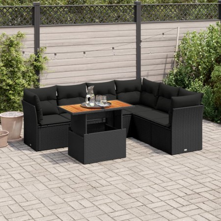 Set de sofás de jardín 7 pzas con cojines ratán sintético negro by , Garden sets - Ref: Foro24-3326932, Price: 506,65 €, Disc...