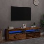 Muebles de TV con luces LED 2 uds madera ingeniería envejecida | Foro24|Onlineshop| Casa, Jardín y Más Foro24.es