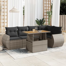 Set de muebles de jardín 6 pzas y cojines ratán