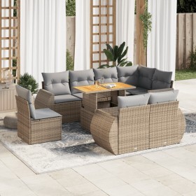 Set de sofás de jardín con cojines 9 pzas ratán sintético beige de , Conjuntos de jardín - Ref: Foro24-3327279, Precio: 778,9...