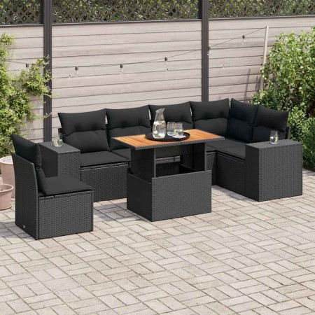 Set de sofás de jardín 7 pzas con cojines ratán sintético negro | Foro24|Onlineshop| Casa, Jardín y Más Foro24.es