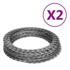 Alambre de espino rollo helicoidal 2 uds acero galvanizado 100m de vidaXL, Cadenas, alambre y cuerda - Ref: Foro24-3057512, P...