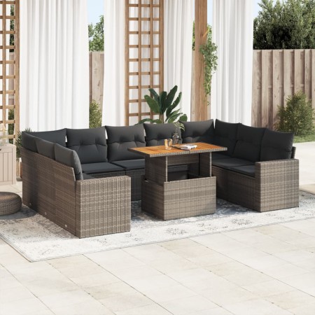 Set de sofás de jardín y cojines 10 pzas ratán sintético gris | Foro24|Onlineshop| Casa, Jardín y Más Foro24.es