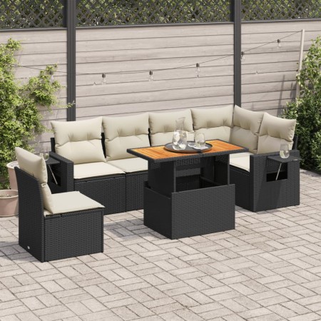 Set de sofás de jardín 7 pzas con cojines ratán sintético negro | Foro24|Onlineshop| Casa, Jardín y Más Foro24.es