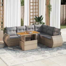 Set sofás de jardín 7 piezas y cojines ratán sintético beige de , Conjuntos de jardín - Ref: Foro24-3327272, Precio: 569,81 €...