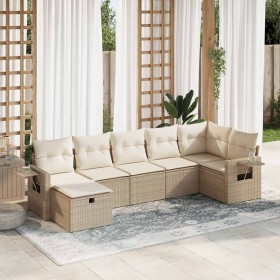 Set sofás de jardín 7 piezas y cojines ratán sintético beige de , Conjuntos de jardín - Ref: Foro24-3325504, Precio: 628,23 €...