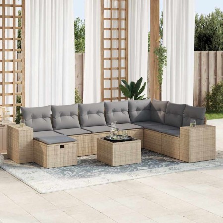 Set de sofás de jardín con cojines 9 pzas ratán sintético beige de , Conjuntos de jardín - Ref: Foro24-3325745, Precio: 649,4...