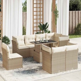 Set de sofás de jardín con cojines 9 pzas ratán sintético beige de , Conjuntos de jardín - Ref: Foro24-3326179, Precio: 733,9...