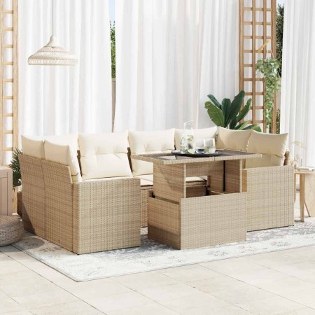 Set sofás de jardín 7 piezas y cojines ratán sintético beige | Foro24|Onlineshop| Casa, Jardín y Más Foro24.es