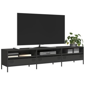 Mueble para TV acero laminado en frío negro 202x39x43,5 cm de , Muebles TV - Ref: Foro24-851346, Precio: 240,98 €, Descuento: %