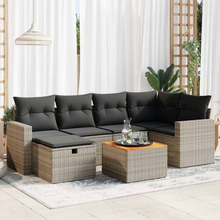 Set de sofás de jardín 7 pzas con cojines ratán sintético gris | Foro24|Onlineshop| Casa, Jardín y Más Foro24.es