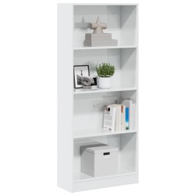 Estantería madera de ingeniería blanco brillo 60x24x143 cm de , Librerías y estanterías - Ref: Foro24-858311, Precio: 84,64 €...