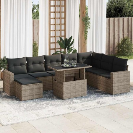 Set de sofás de jardín con cojines 9 pzas ratán sintético gris | Foro24|Onlineshop| Casa, Jardín y Más Foro24.es