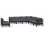 Garden furniture 9 pieces and cushions black solid pine wood by vidaXL, Garden sets - Ref: Foro24-3096831, Price: 877,52 €, D...