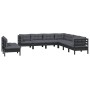 Garden furniture 9 pieces and cushions black solid pine wood by vidaXL, Garden sets - Ref: Foro24-3096831, Price: 877,52 €, D...