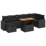 Set sofás jardín y cojines 5 pzas ratán sintético acacia negro | Foro24|Onlineshop| Casa, Jardín y Más Foro24.es