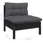 Garden furniture 9 pieces and cushions black solid pine wood by vidaXL, Garden sets - Ref: Foro24-3096831, Price: 877,52 €, D...