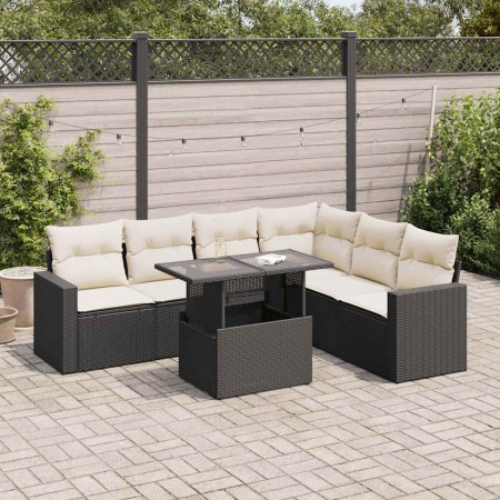 Set de sofás de jardín 7 pzas con cojines ratán sintético negro | Foro24|Onlineshop| Casa, Jardín y Más Foro24.es