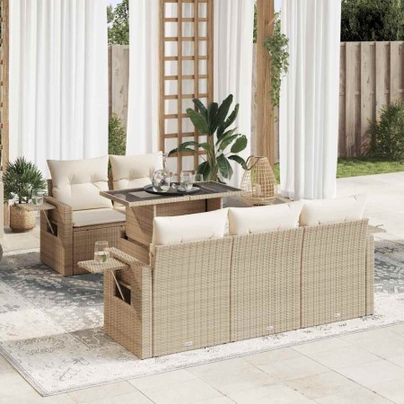 Juego de sofás jardín con cojines 6 pzas ratán sintético beige by , Garden sets - Ref: Foro24-3326409, Price: 628,70 €, Disco...