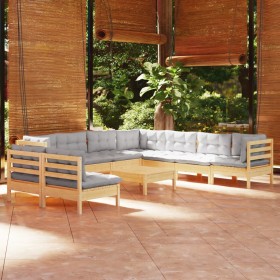 Garden furniture set 10 pieces and cushions solid pine wood by vidaXL, Garden sets - Ref: Foro24-3096832, Price: 783,99 €, Di...