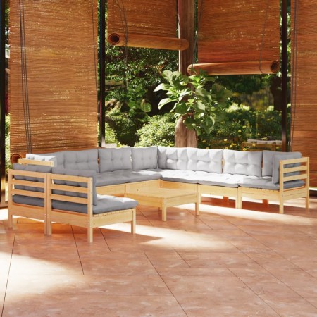 Garden furniture set 10 pieces and cushions solid pine wood by vidaXL, Garden sets - Ref: Foro24-3096832, Price: 819,70 €, Di...